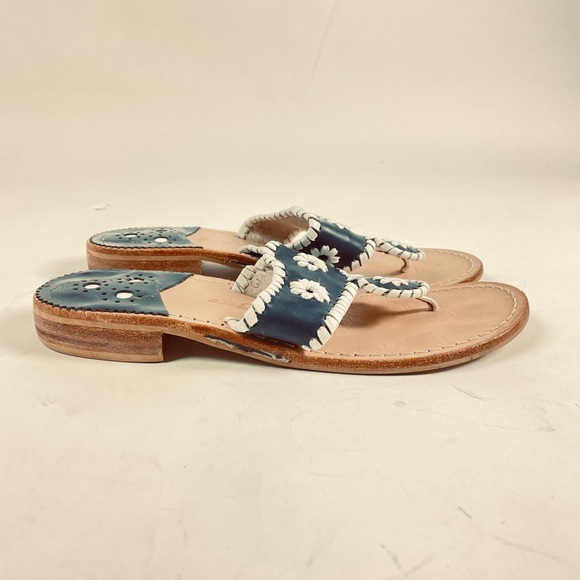 Jack Rogers Womens Navajo Blue With White Stitching Thong Sandals Size 9.5 M. - Picture 8 of 9